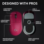 Logitech G PRO X Superlight 2 DEX Lightspeed Wireless Gaming Mouse, 60g Pro-Grade Lightweight Mouse with 5 Programmable Buttons, 44k DPI Sensor, USB-C Charging, for PC/Mac - Magenta - Image 7
