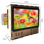 Retro Wooden TV Style Mobile Screen Magnifier Stand Smartphone Display Enlarger Phone Viewing Holder Vintage Television Design Hands Free Desk Stand Eye Protection (Beige) - Image 3