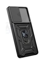 Ring Case Sliding Shutter Camera Bumper Defender Hybrid Polycarbonate Ring Case Back Cover for Infinix Smart 10 / Pop 10 - Black - Image 3