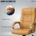 PESTIGE Premium Leatherette Executive Chair | High Back Ergonomic Work from Home Office Chair with Height Adjustment, 360° Swivel and 135° Tilt | Chrome Base,1pc (Khaki) - Image 4