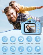 Kids Digital Camera for Boys & Girls 3-9 Years, 1080P HD Video Camcorder with Selfie, Games & Photo Frames, 2.0 Inch Screen, Rechargeable Battery, 4GB SD Card Birthday Gift (Blue) - Image 4