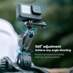 TELESIN Camera Clamp Handlebar Bike Mount 360° Double Ballhead Magic Arm with 1/4"-20 Thread for Motorcycle Monitor Canon Nikon DSLR/Gopro/LED Lights/Ronin-M/Ronin MX/Freefly (Clamp), Black - Image 7