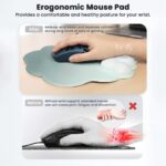 Cloud Shape Ergonomic Mouse Pad with Wrist Rest, Keyboard Wrist Support & Coaster Set, Silicon Gel Comfort, Non-Slip Base, Pain Relief for Typing, Gaming, Office Desk Accessories - Image 3