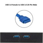 USB 3.0 Front Panel Hub | Meshiv 2 Port Expansion Bay with 20-Pin Motherboard Header | Fits 2.5” Floppy Drive Bay | Desktop PC Case USB Adapter Bracket (Black) - Image 3