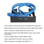 USB 3.0 Front Panel Hub | Meshiv 2 Port Expansion Bay with 20-Pin Motherboard Header | Fits 2.5” Floppy Drive Bay | Desktop PC Case USB Adapter Bracket (Black) - Image 4