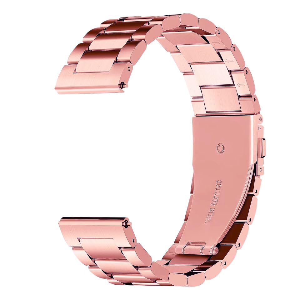 AONES Watch Strap Luxury Stainless Steel Metal 22mm Compatible for Colorfit Ultra/Ultra 2, Vision, Caliber, Pro 3, Active/Gps, Buzz, Core, Nav/Nav+, Endure Smartwatch Band Rose Gold - Image 4