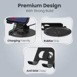 Portronics Mobot 4 Universal Mobile Holding Stand with 360°Rotatable & Height Adjustable, Foldable & Anti-Skid Design, Stable Metallic Round Base, Mobile Holder for Smartphone, Tablets, Kindles - Image 4