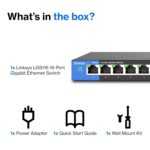 Linksys 16-Port Desktop Gigabit Ethernet Unmanaged Network Switch I Metal Enclosure, Black/Blue - Image 5