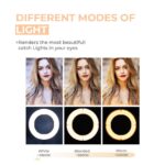 LED Ring Light 10'' Inch, Selfie Circle Light, Phone Holder, USB Powered, 3 Light Modes (Ring Light 10'' Inch) - Image 8