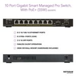 NETGEAR 10-Port Gigabit Ethernet Smart Managed Pro PoE Switch (GS310TP) - with 8 x PoE+ @ 55W, 2 x 1G SFP, Desktop, Fanless Housing for Quiet Operation, S350 Series - Image 3