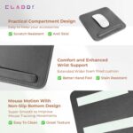 CLADD INTERNATIONAL Vegan Leather Mousepad with Wrist Rest Ergonomic | Cushion Foam Support & Pain Relief | Mouse Pad Stitched Edge | Home Computer | Office Laptop | Non-Slip Hard Base | Grey - Image 3