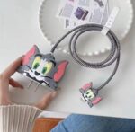 PunnkFunnk Cute Cartoon Protective Case for iPhone 18W & 20W USB-C Adapter Charger Cable, Unique Design Funny 3D Cartoon Charger Cover Cable Protector for iPhone Fast Charger (Tom) Grey - Image 5