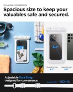 Spigen Waterproof Mobile Pouch for iPhone, Samsung Galaxy, Google Pixel and All Other Smartphones up to 8.2 Inches, Mobile Waterproof Case Pouch IPX8 Certified, (Pack of 1, A601) - White - Image 3