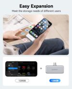 ORICO FlashPod 128GB Aluminum Alloy Portable SSD with PD 100W Fast Charging, Direct Plug Design, 90MB/s External Solid State Drive, Reliable Storage for iPhone 16/15, Tablets & Laptops - S5 - Image 3