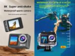 8K Ultra HD 50MP Touch Screen Dual Display Enabled EIS Stabilization Sports & Action Camera WiFi App Controlled for Outdoor, Riding, Diving, Shooting - Image 3