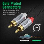 AGARO RCA To RCA PVC Audio Cable, Connects Audio Systems Such As DVD Players, CD Players, TV Set Top Boxes & Home Entertainment Equipments, 2Ms, Grey - Image 7