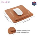 CLADD INTERNATIONAL Vegan Leather Mouse Pad Wrist Rest Ergonomic Mousepad Stitched Edge | Cushion Foam Support & Pain Relief | Suitable for Computer Laptop | Non-Slip Hard Base | Brown - Image 6