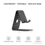 Foldable and Portable Tabletop Metal Mobile Stand with Stable Base,Height & View Angle Adjustable Phone Stand,Ideal Mobile Holder for Smartphones,Tablets, Kindles, Desk, Study & Bedside- Black - Image 3