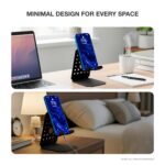 Foldable and Portable Tabletop Metal Mobile Stand with Stable Base,Height & View Angle Adjustable Phone Stand,Ideal Mobile Holder for Smartphones,Tablets, Kindles, Desk, Study & Bedside- Black - Image 5