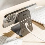Foldable and Portable Tabletop Metal Mobile Stand with Stable Base,Height & View Angle Adjustable Phone Stand,Ideal Mobile Holder for Smartphones,Tablets, Kindles, Desk, Study & Bedside- Black - Image 6