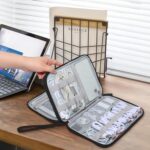 SaleOn 9x6 Inch 2 Layer Travel Organizer Pouch for Gadgets Cables Chargers Power Bank Cable Organiser Tech Bag Laptop Accessories Travel Pouch for Men (Black) - Image 3