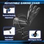 OLIXIS Computer Gaming Desk Chair - Big and Tall Ergonomic Comfy Lumbar Support with Flip-up Armrest and 360° Swivel Wheels, PU Leather Height Adjustable Video Game, for Home and Office, Grey - Image 6