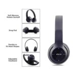 icall P47 Wireless Bluetooth Headphones, Deep Bass Sound, Foldable Design with Built-in Mic (Black) - Image 3