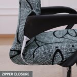 HOKIPO 'Elira Series' Printed Office Chair Cover for Desk Chair (Low-Back) - 140 GSM Stretchable Fabric - Anti-Slip - Fits Small & Low-Back Office Chairs, Intense Grey Abstract Floral (AR-6223-C2-S) - Image 6