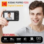 KODAK PIXPRO FZ55 16MP Digital Point & Shoot Camera, 5X Optical Zoom, 28mm Wide Angle, 1080P Full HD Video, Bundle with 32GB SD Card, Protective Case, and Hi-Speed Card Reader (Blue) - Image 6