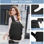 Travel Backpack Simple Durable Carry On Backpack with Shoe Compartment, Personal Item Travel Bag Flight Approved, Water Resistant Laptop Backpack for Women Men Weekender Business, Black - Image 7