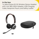 Jabra Evolve 65 SE Link380a MS Stereo- On Ear Bluetooth Headphones with Noise-Cancelling Microphone, Long-Lasting Battery and Dual Connectivity - Works with All Other Platforms - Black - Image 6