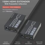 BLACK CROWN New HDMI Extender Over Cat5/6E 150M,1080P 60Hz HDMI Extender Over Cat-5 RJ45 Cable Transmitter Receiver Long Range up to150m Support 4kx2k 3D for Computer/HDTV etc.(Black) - Image 4