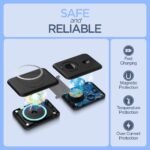 UNIGEN UNIFOLD 3in1 Wireless Magnetic [with Adapter] Mag-Safe for iPhone 17/16 Plus/17/16 Pro/17/16 Pro Max,15/15 Plus/15 Pro/15 Pro Max,14/13/12 Series, AirPods 3rd/2nd, Series 9/8/7/6/5/4/SE-Black - Image 4