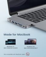 EKSA USB C Hub, 7 in 2 Type C Adapter for MacBook Pro 13" 15" 2018/2017 with 4K HDMI, 100W Power Delivery, Thunderbolt 3 Port, 2 USB 3.0, SD TF Card Reader, USB HUB T8 Grey - Image 3