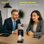 Tizum Universal Tablet/Mobile Stand Phone Holder for iPhone, iPad, Kindle & All Smartphones | Adjustable Angles, Telescopic Arm, Anti-Slip & Scratch-Proof Rubber Pads| Durable ABS Body (Black) - Image 6