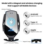 NOYMI Car Mobile Holder for Dashboard,Car Wireless Charger,Auto-Clamping Infrared Smart Sensor,Adjustable Clip,15W Fast Charging DC Charging,Suitable for All Mobile Phones - Image 3