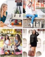 Elegant Work Bag with Insulated Lunch Compartment Laptop Tote Bag Stylish Quilted Shoulder Office Bag for Women with Separate Lunch Box Storage Section - Image 3