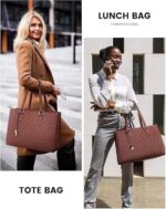 Elegant Work Bag with Insulated Lunch Compartment Laptop Tote Bag Stylish Quilted Shoulder Office Bag for Women with Separate Lunch Box Storage Section - Image 4