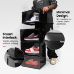 SHOEGR Safe | Shoe Storage Organizer | Sneaker Storage Box | Black Heavy-Duty Shoes Boxes | Side Drop Crates with Magnetic Closure | Large Storage Box | Fits upto Size UK14 (Black, Pack of 1) - Image 4