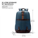 Gear Classic 4 19"/31L Anti Theft Faux Leather Medium Water Resistant 3 Compartment Laptop Backpack/Casual Backpack/Daypack/Travel Backpack/College Bag For Men/Women(Teal-Brown) - Image 4