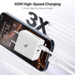 Dr Vaku® 40W PD Dual Port GaN Charger Type C Adapter for iPhone 17/17 Air/17 Pro/Max, iPhone 16/16 Plus/16 Pro/16 Pro Max, 15/14/13/12 Series, Samsung & All Android Devices USB-C Fast Charger- White - Image 3