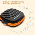 Amazon Basics Earphone Carrying Case - Multi Purpose Pocket Storage with Carabiner Hook, Travel Organizer for Earphones, Pen Drives, Memory Card, Cable (Black) - Image 4