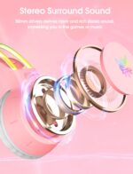 Lightweight Gaming Headset with Detachable Cat Ears, RGB Lighting, Wired Over Ear Headphones with Mic for PC, PS4, PS5, Switch, Stereo Surround Sound, Self-Adjusting Headband - Image 4