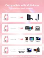 Lightweight Gaming Headset with Detachable Cat Ears, RGB Lighting, Wired Over Ear Headphones with Mic for PC, PS4, PS5, Switch, Stereo Surround Sound, Self-Adjusting Headband - Image 5