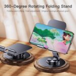 Adjustable Cell Phone Stand,360 Rotating Foldable Desktop Cellphone Stand with Anti-Slip Base Portable Phone Holder for iPhone 16 15 14 13 Pro Max, All Smart Phones, iPad - Image 3