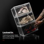 SHOEGR Safe Shoe Storage Organizer | Transparent Heavy Duty Sneaker Storage Box | Side Drop Crate with Magnetic Closure | Large Size Fits up to UK14 | Pack of 1 - Image 6