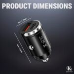 Mini Design Pull Ring Car Charger High-Speed USB-C Car Charger Adapter Charge Multiple Devices 5''L X 2''W Fast Charging Dual Port Compatible All Smartphone Tablets & Laptops - Image 3