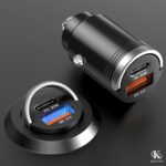 Mini Design Pull Ring Car Charger High-Speed USB-C Car Charger Adapter Charge Multiple Devices 5''L X 2''W Fast Charging Dual Port Compatible All Smartphone Tablets & Laptops - Image 4