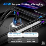 Mini Design Pull Ring Car Charger High-Speed USB-C Car Charger Adapter Charge Multiple Devices 5''L X 2''W Fast Charging Dual Port Compatible All Smartphone Tablets & Laptops - Image 5