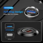 Mini Design Pull Ring Car Charger High-Speed USB-C Car Charger Adapter Charge Multiple Devices 5''L X 2''W Fast Charging Dual Port Compatible All Smartphone Tablets & Laptops - Image 6